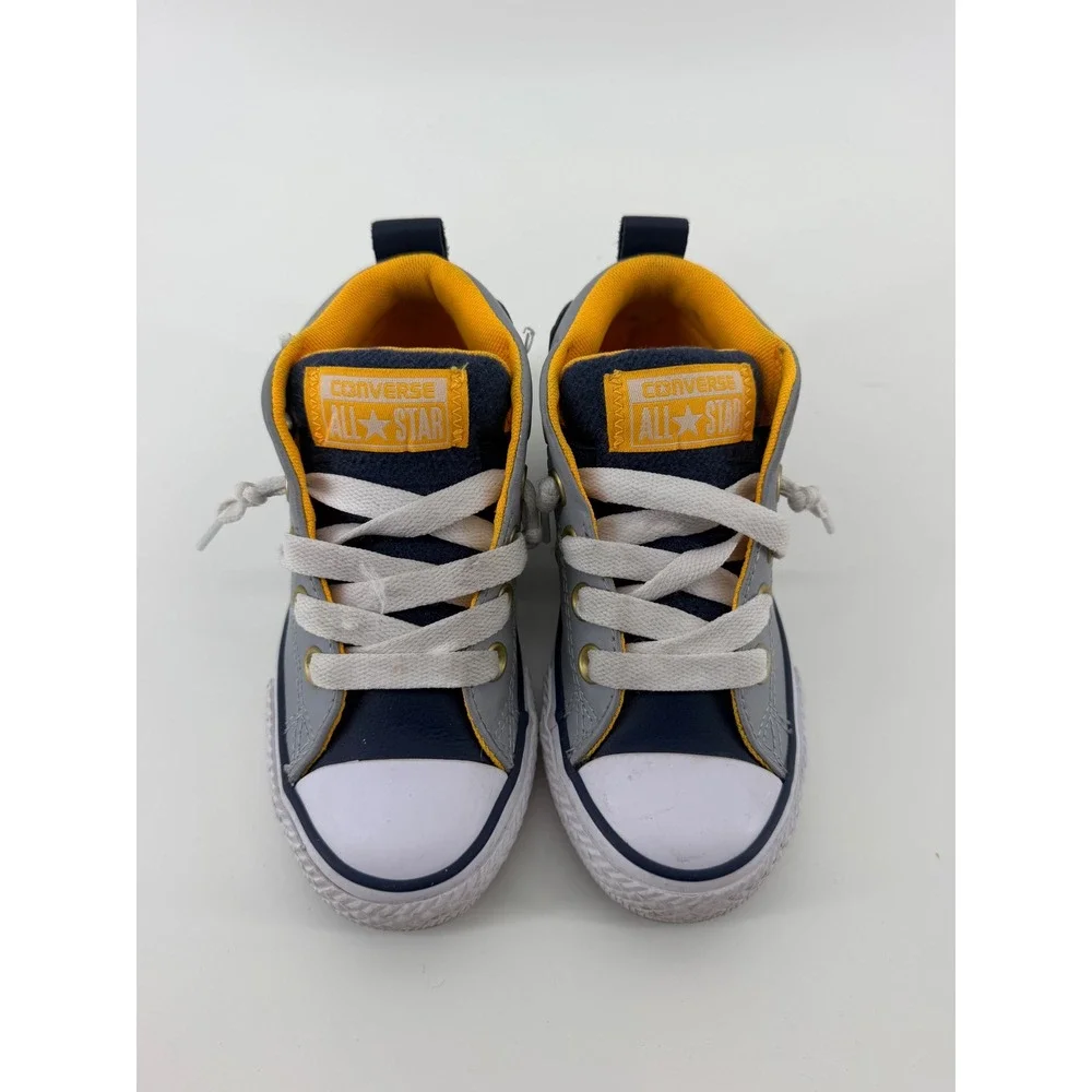 Converse Chuck Taylor All Star Axle Mid Grey Navy Yellow Kids Sneakers Size 11